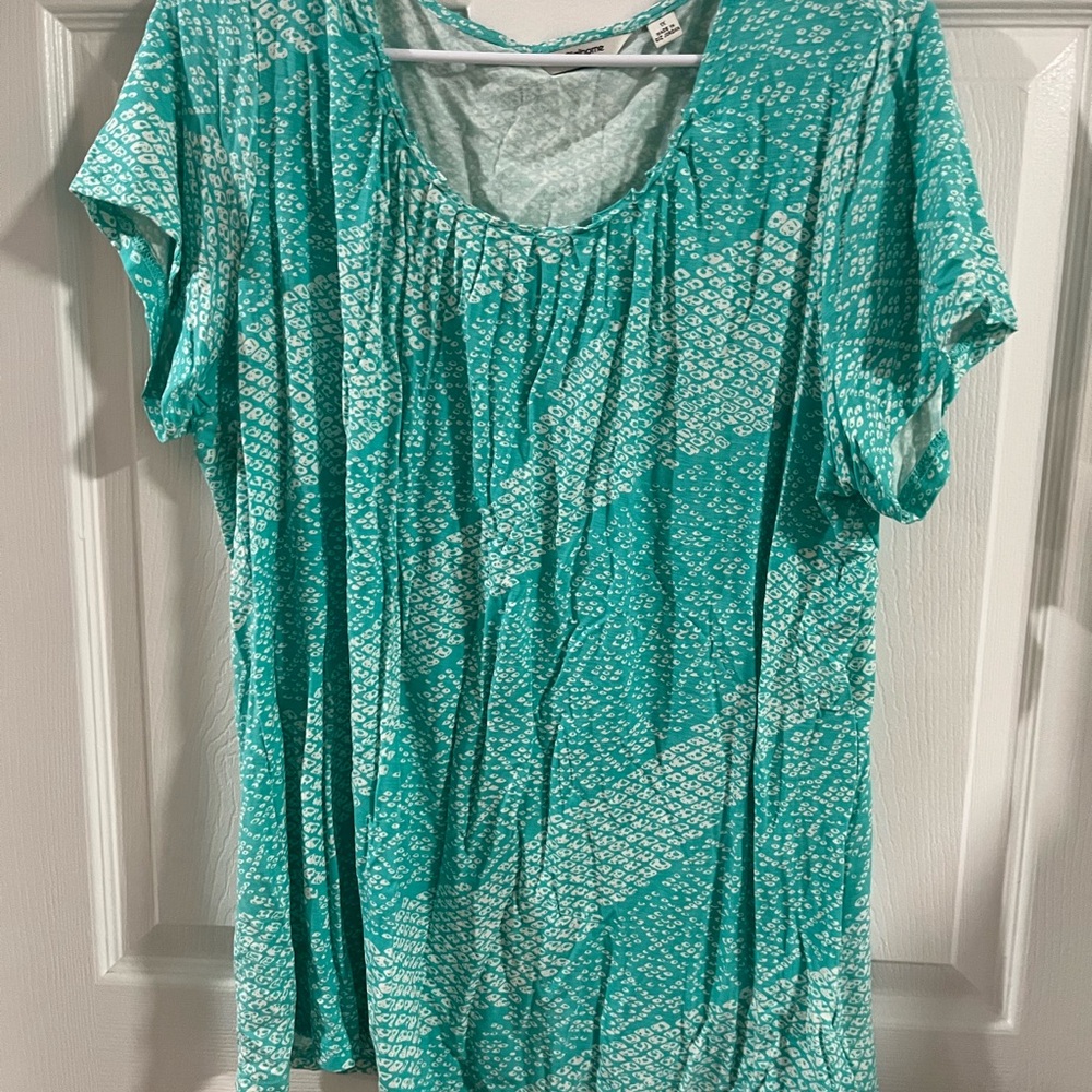 Liz Claiborne Teal Patterned Blouse